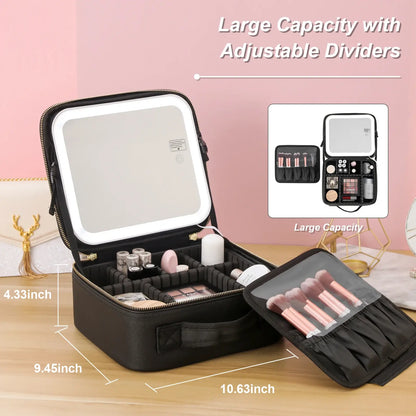 ÉclatVoyage - Trousse de Maquillage de Voyage avec Miroir LED - Rynova