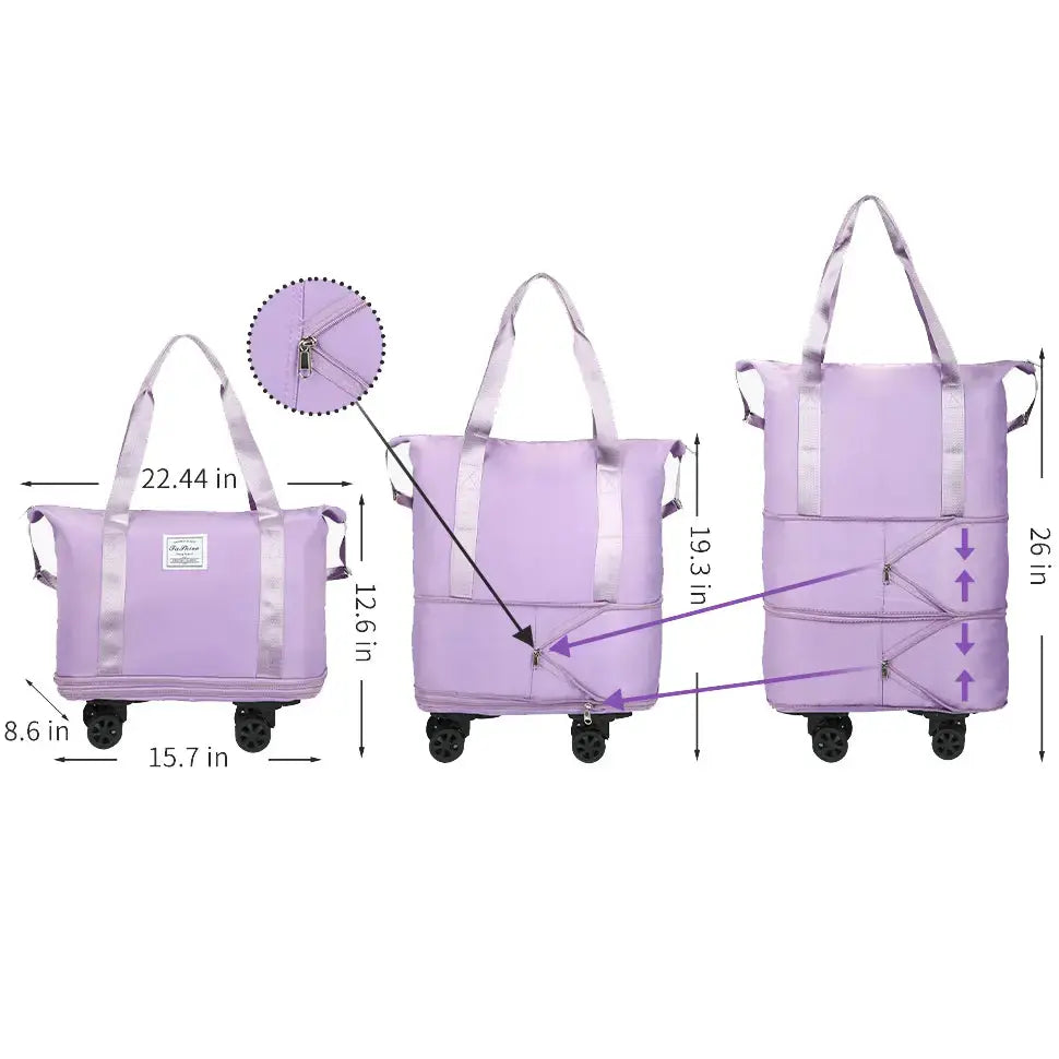 Sac de Voyage Extensible Edeluxe avec Roues Détachables - Polyvalent et Pratique - Rynova