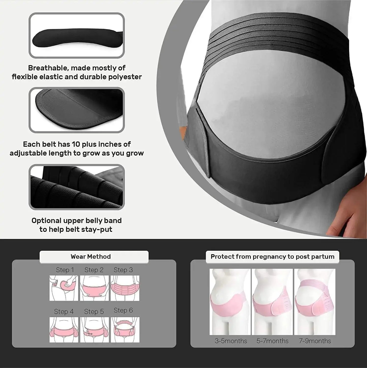 Ceinture de Soutien Abdominale MaterniFacile - Confort et Soulagement pour Maternité et Post-Chirurgie - Rynova