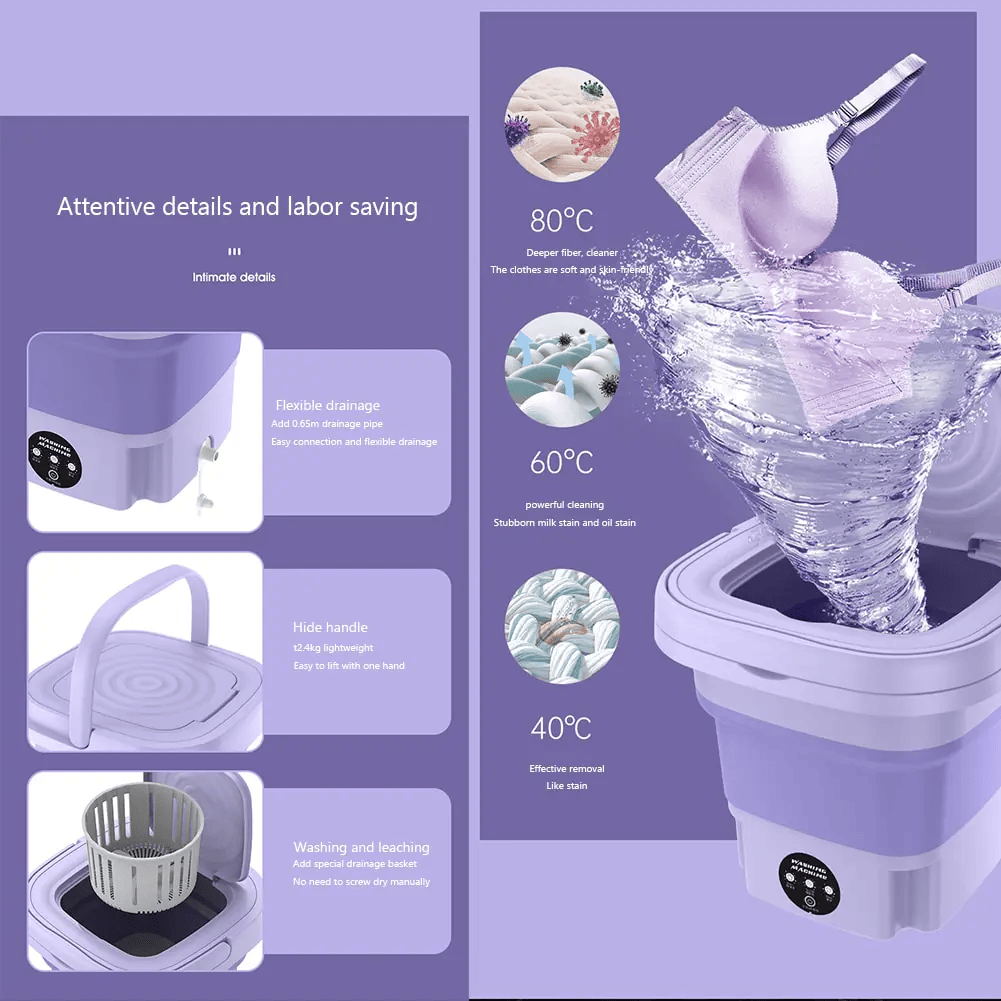 CleanEase - Machine à laver portable pliable - Rynova