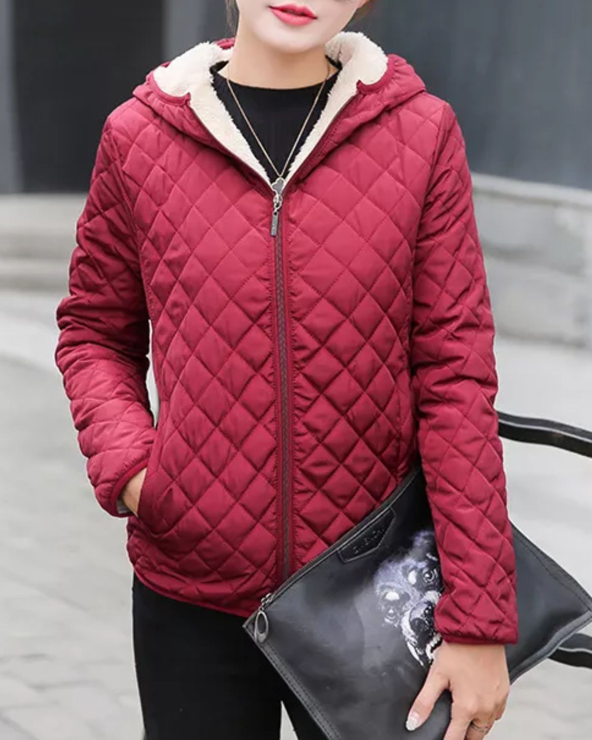 Luxe Hiver - Veste d'hiver stylée en vert armée pour femme - Rynova