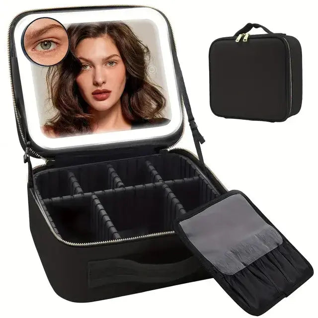 BeautiLux - Trousse de Maquillage de Voyage avec Miroir LED - Rynova