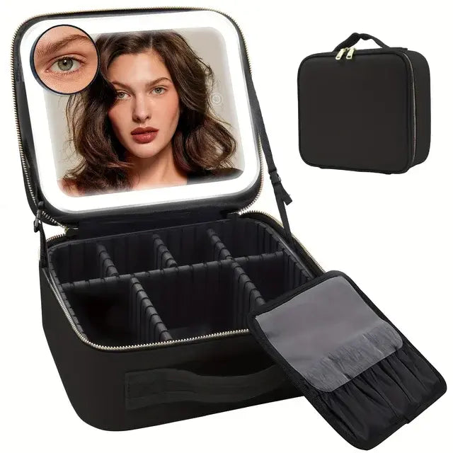 ÉclatVoyage - Trousse de Maquillage de Voyage avec Miroir LED - Rynova