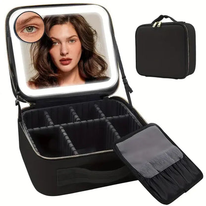 ÉclatVoyage - Trousse de Maquillage de Voyage avec Miroir LED - Rynova